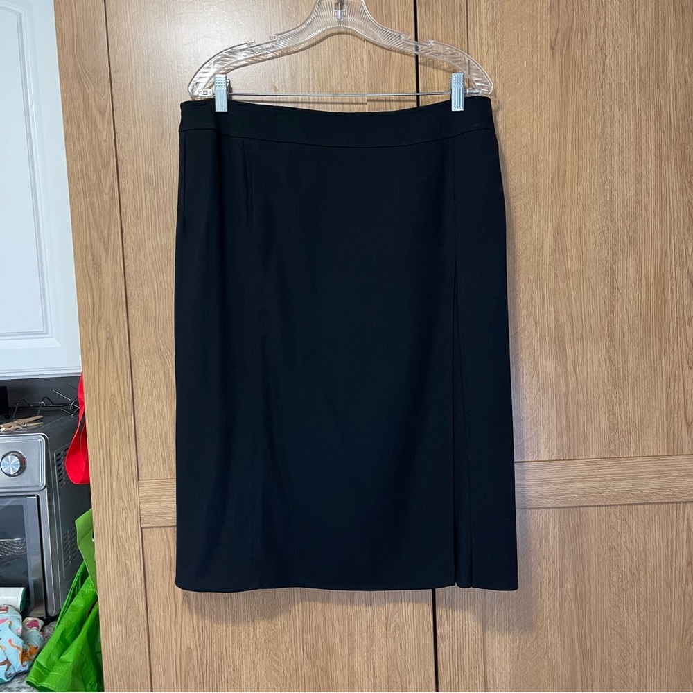 Max Mara Wool Lined Skirt Side Slit Professional Black Office 14 View 6